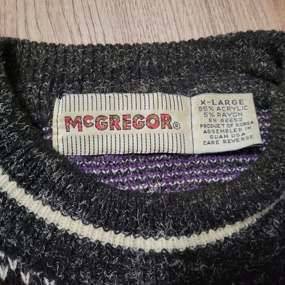Vintage Mcgregor Knit Sweater Colorful Pattern 80s XL Aztec Abstract Grandpa - Picture 4 of 4